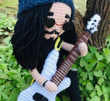 amigurumi handmade guitarist doll