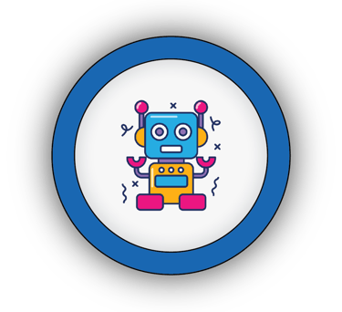Icon of students collaborating on a robot in a fun after-school STEM club or workshop.