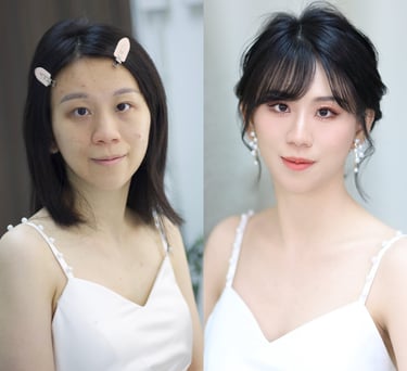 香港婚禮新娘化妝師妝前妝後對比