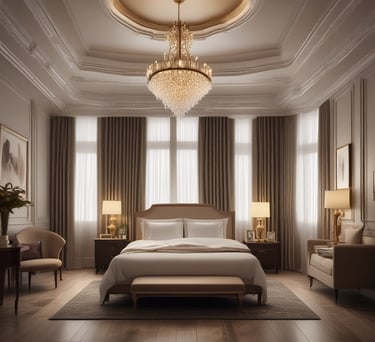 A cozy and spacious hotel room with a beautiful view.