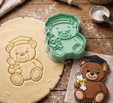 Un cortador de galletas con forma de osito de peluche para graduación