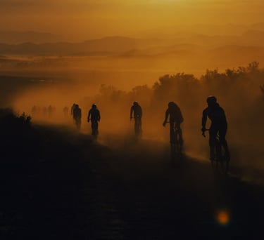 Cyclist taking part in a mountain bike competition race