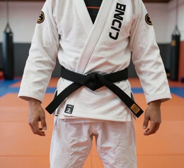 Detail of the Jiu-Jitsu training center with orange mats and training equipment, symbolizing discipline and social inclusion.