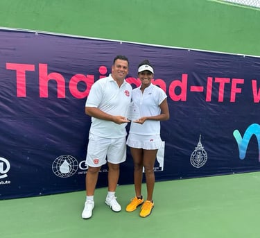 ITF professional tennis player champion working with Cesar Performance Coach