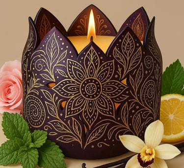 Designer Glass scented candle with lemon fresh node