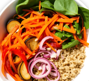 a bowl of food with vegetables and vegetables