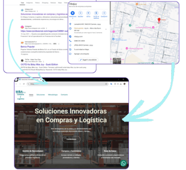 Visibilidad en buscadores, google maps y direccionamiento a la página web y/o contacto directo.