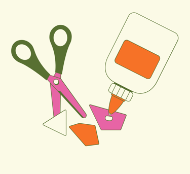 a pair of scissors and a pair of scissors for describe artistic experiences