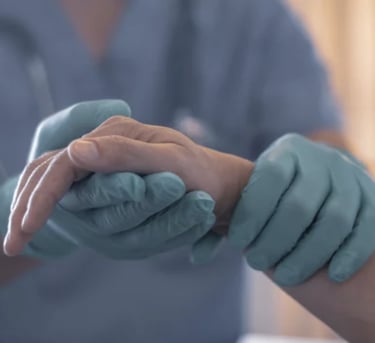 Healthcare professional holding hand of patient showing trust. 