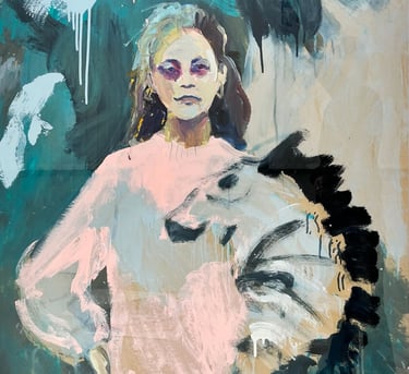 Oil painting of a woman by mone Kielė - "Zebras"