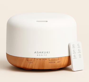 White and wood essential oil diffuser with remote control