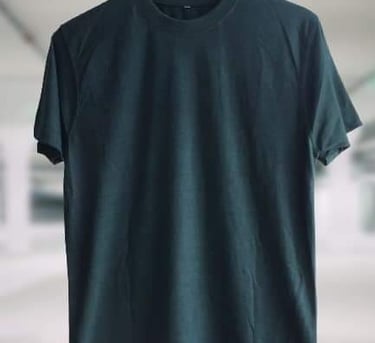 a green t-shirt dispalyed on a hanger