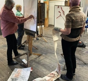Karen Edwards drawing in the studio at the Royal Drawing School, Shoreditch