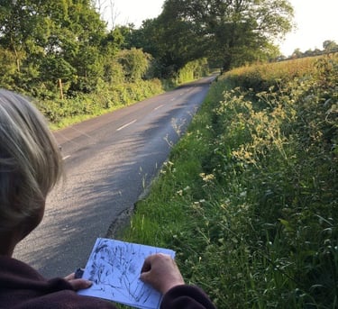Karen Edwards drawing a journey