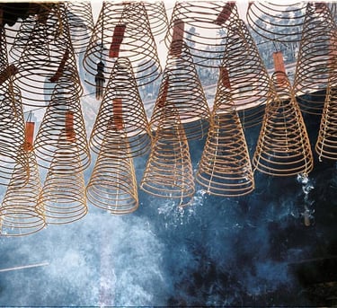 Incense in pagoda shot on film
