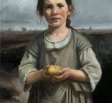 Young girl with potato oil on canvas