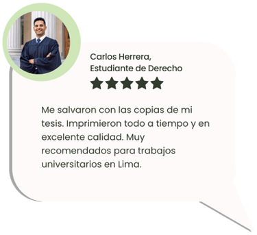 Opinión de estudiante sobre copias académicas en Lima con Peruimpress