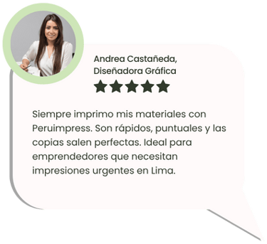 Testimonio de emprendedora sobre impresiones urgentes en Lima con Peruimpress