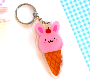 strawberribit rabbit ice cream keychain original designed in singapore
