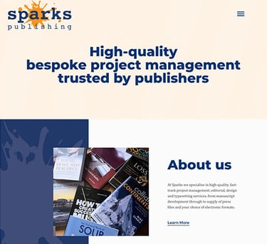 Sparks Publishing website design