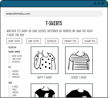 illustrated example of PLP with banner key categories and left hand navigation