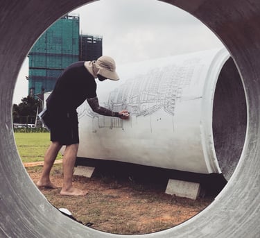 The mural of artist Evgeny Bondarenko. Park in Taiwan, Bade