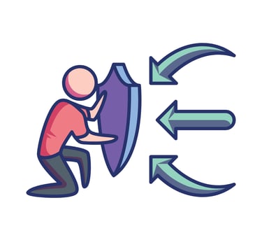 a person holding a shield protecting themself