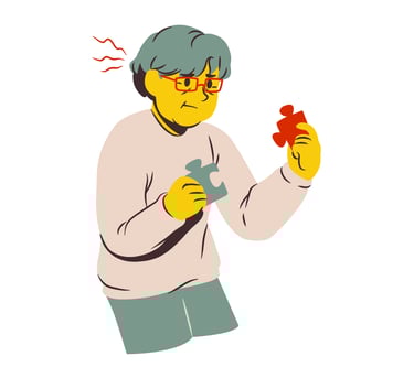 Woman struggling with Puzzle pieces