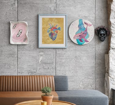  Decoración de pared moderna para sala de estar con arte enmarcado, un corazón anatómico.