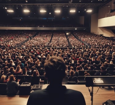man speaking in front of crowd