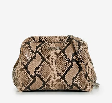 brown python print shoulder bag