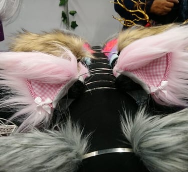 Some of Nightshade Designs' merchandise: cat ears.
