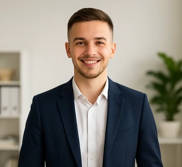 a man in a suit and white shirt smiling