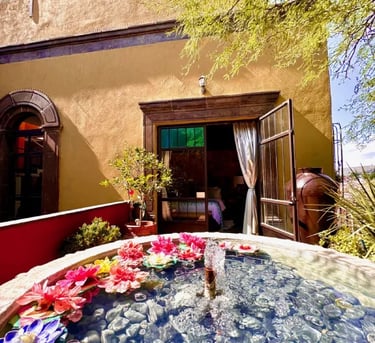 cozy and private terrace with fountain in san miguel de allende
