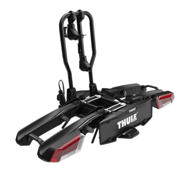 Thule towbar bike rack with tilting platform for easy boot access.