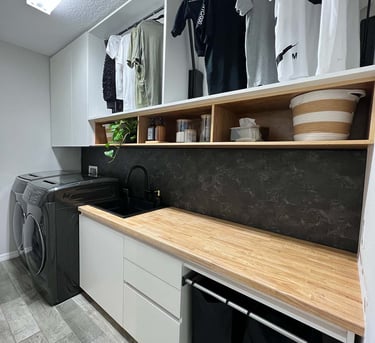 Picture of laundry renovation designed by White and Wood Custom Carpentry in Orlando Florida