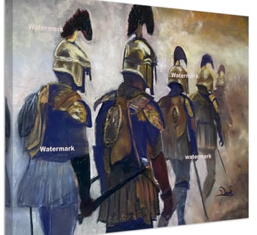 a painting of a group of soldiers in uniform