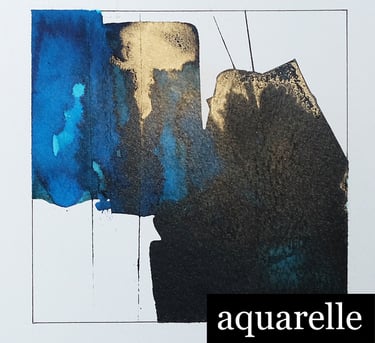 peinture aquarelle bleu or 