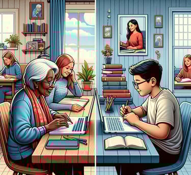 Picture depicting two types of one-on-one tutoring offered, in person and virtual