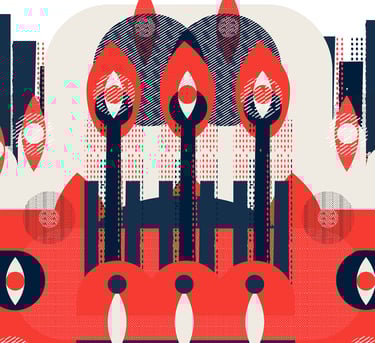 retro large colourful vector abstract. Click to buy at Saatchi.