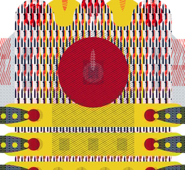 retro large yellow and red vector abstract. Click to buy on Saatchi.