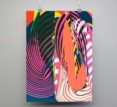 Hanging print of multicoloured abstract digital art print