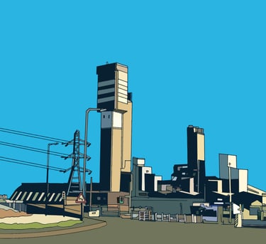Illustration of ICI in Billingham. Click to buy on Red Bubble.