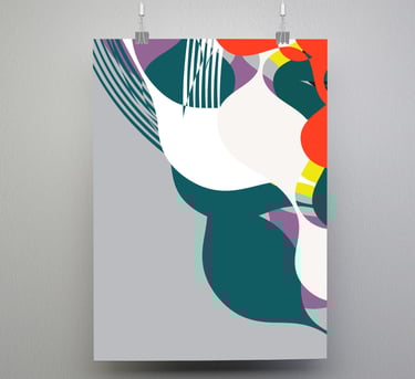 Contemporary graphic green and grey shapesart print