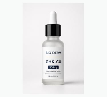 Bio Derm GHK-CU 300 mg topical peptide serum in frosted glass dropper bottle