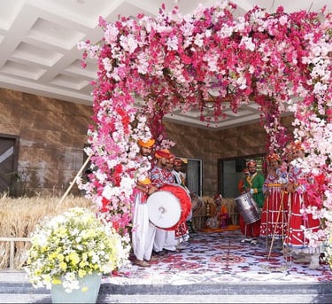 a man and woman in traditional indian wedding ceremony