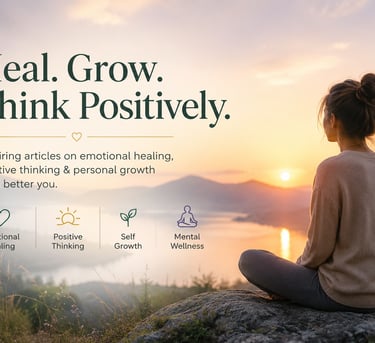 Woman meditating at sunset for emotional healing, positive thinking, and mental wellness.