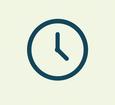 Minimalist dark blue analog wall clock icon showing four o'clock on a plain light background.