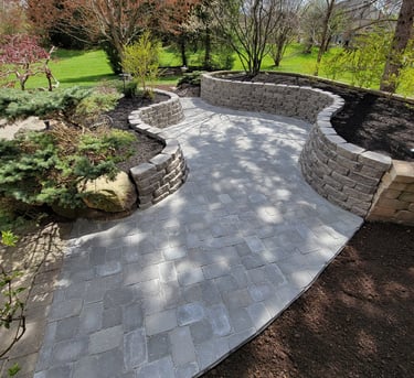 Paver walkway and stone wall install for Hendricks County