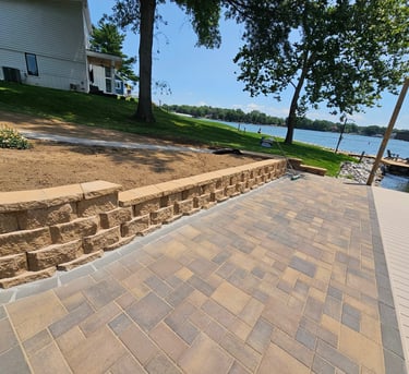 Custom lakeside patio